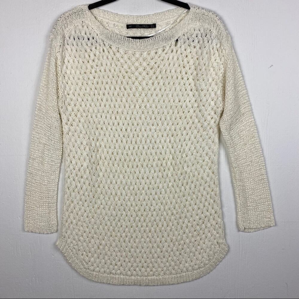 Zara Cream Loose Weave Pullover Sweater Size Medium